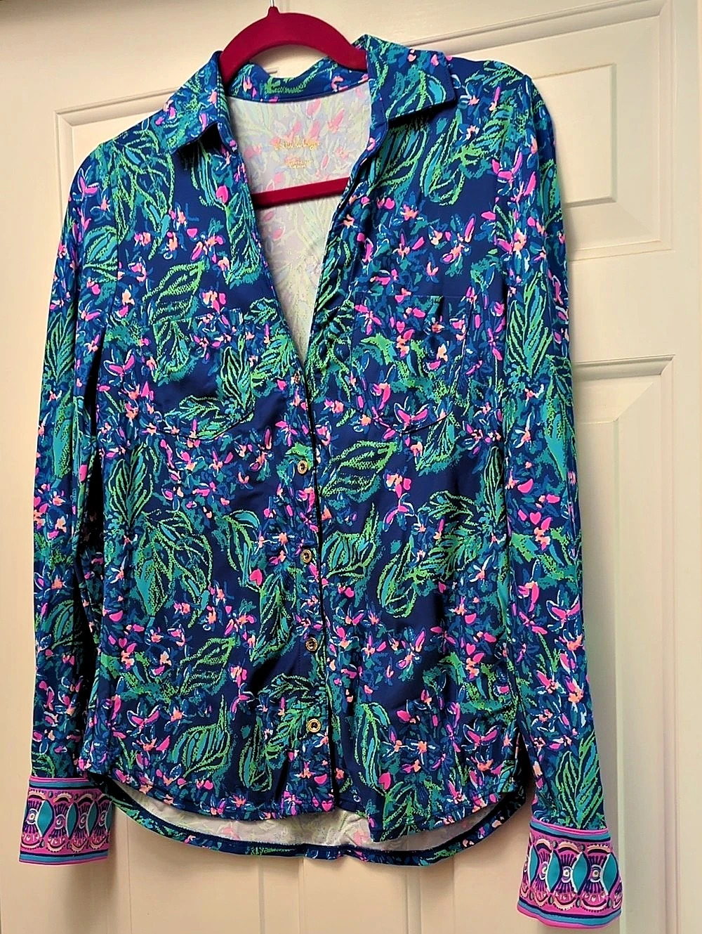 Lilly Pulitzer UPF 50+ ChillyLilly Marlena Button Down Top